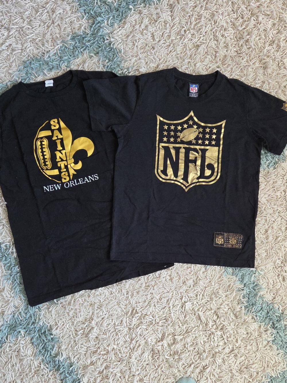 NFL New Orleans Saints Kids Black & Gold Short Sleeve Tee GUC